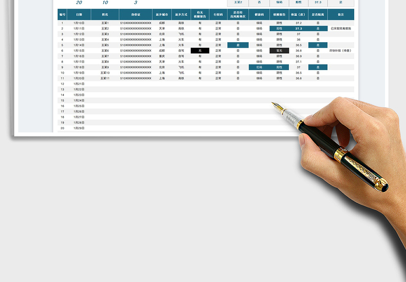 2025返乡核酸报告疫情防控登记表免费下载