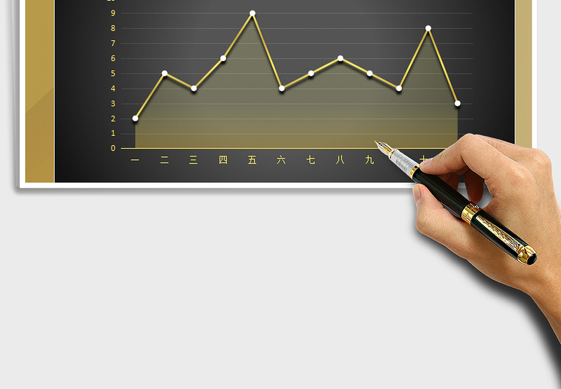 2025年面积图立体图表 商务黑金图表模板