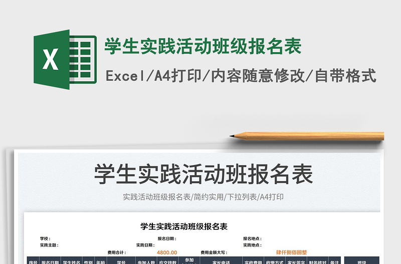 2025学生实践活动班级报名表免费下载