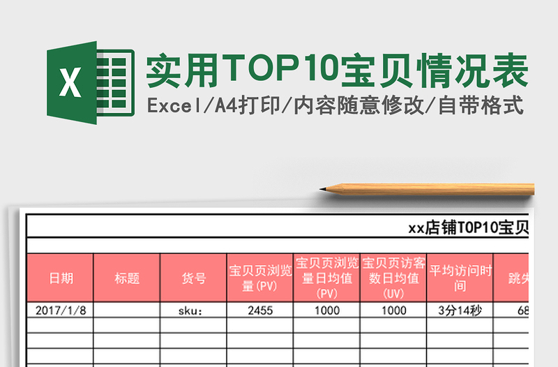 实用TOP10宝贝情况表
