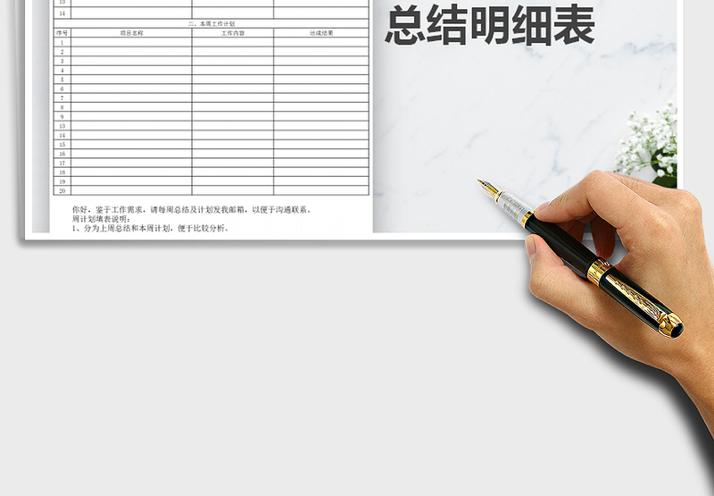 2025年周工作计划总结明细表