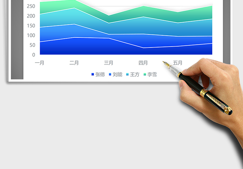 2025纯蓝系列堆积面积图免费下载