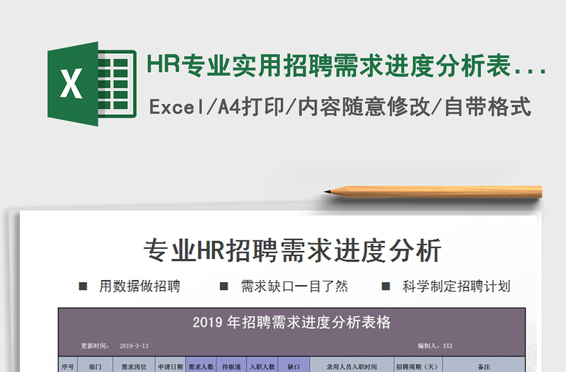 2025HR专业实用招聘需求进度分析表格免费下载