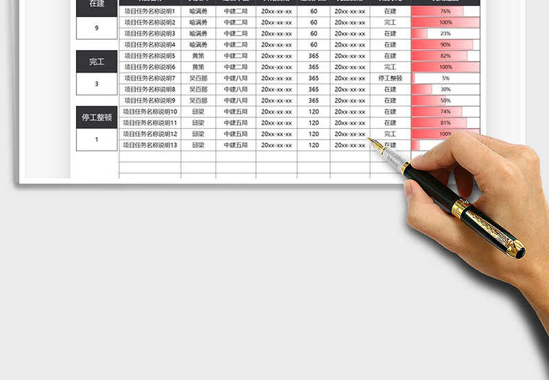 项目进度汇报表