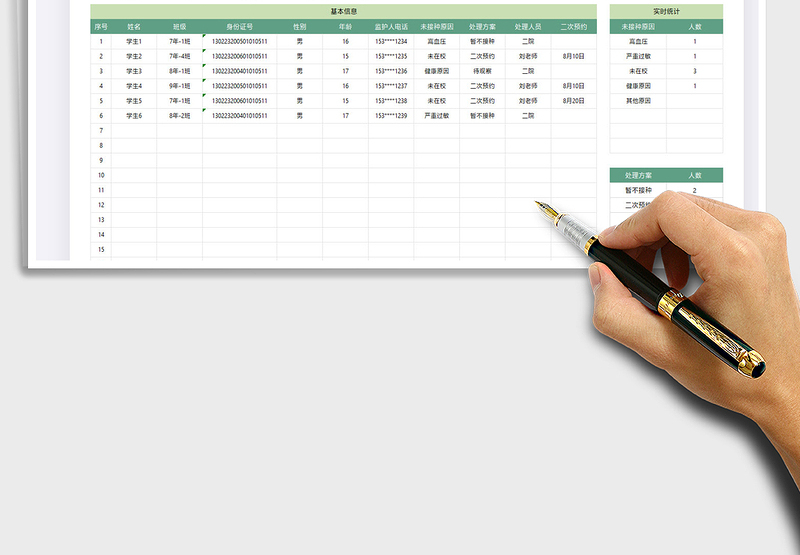 2025中小学校未接种疫苗学生登记表免费下载