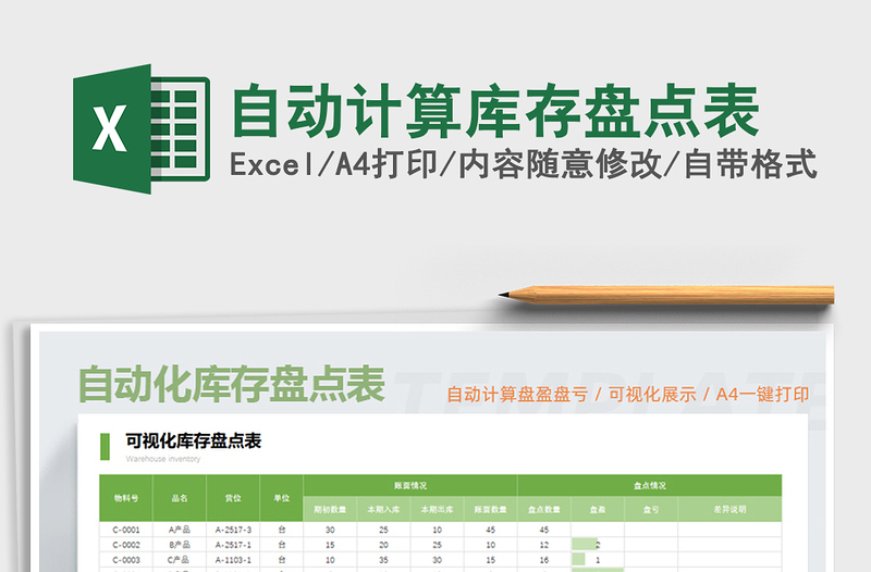 2025年自动计算库存盘点表