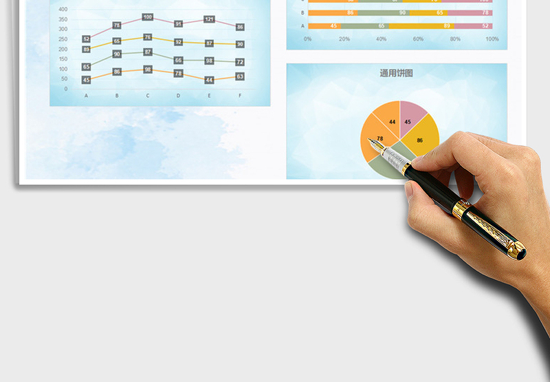 2025年多彩饼图折线图表模板报表免费下载