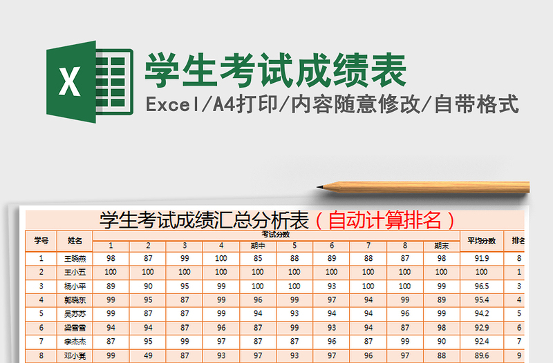 2025年学生考试成绩表