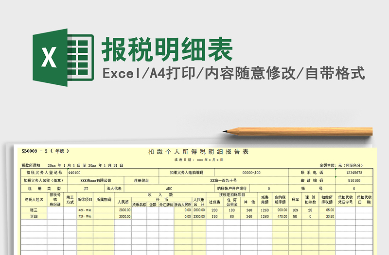 2025年报税明细表