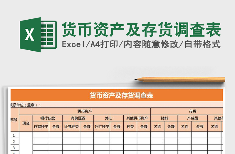 2025年货币资产及存货调查表免费下载