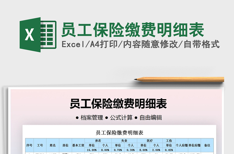 2025年员工保险缴费明细表