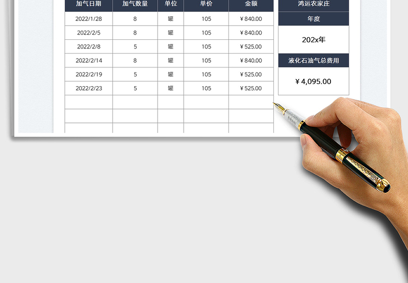 2025饭店液化石油气费用统计表免费下载