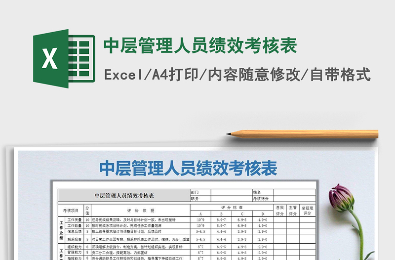中层管理人员绩效考核表