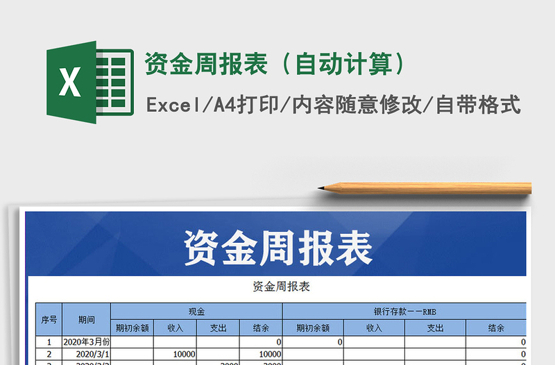 2025年资金周报表（自动计算）