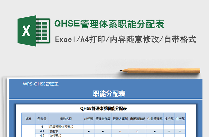 2025QHSE管理体系职能分配表免费下载