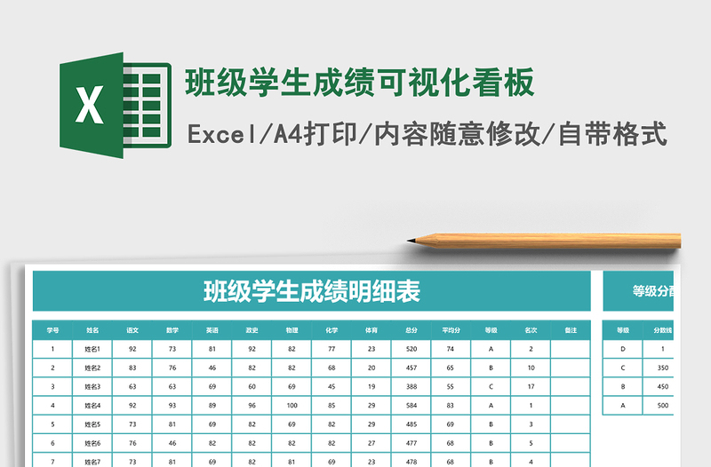 班级学生成绩可视化看板