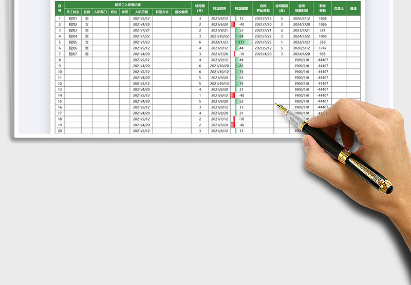 2025员工转正信息统计表免费下载