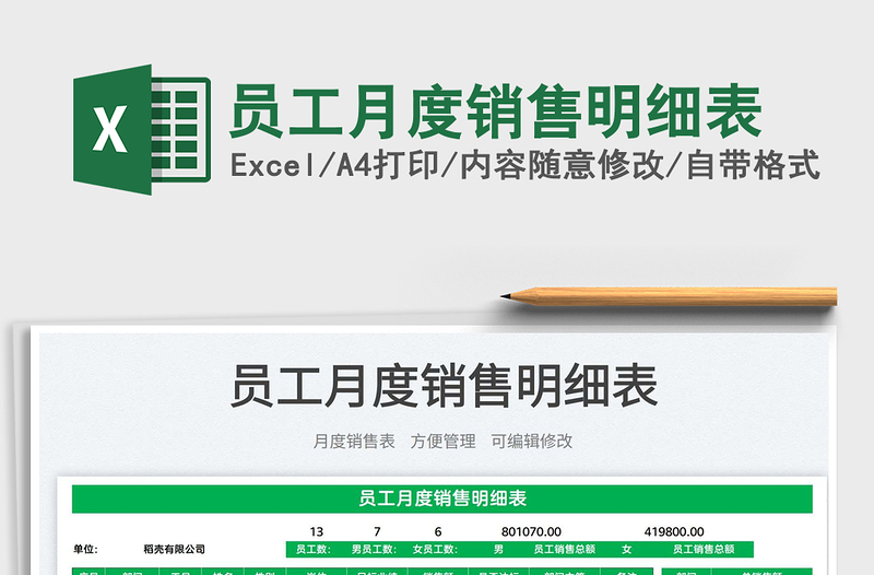 2025员工月度销售明细表免费下载