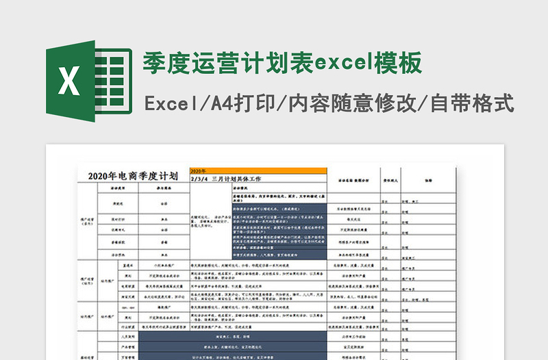 2025年季度运营计划表excel模板