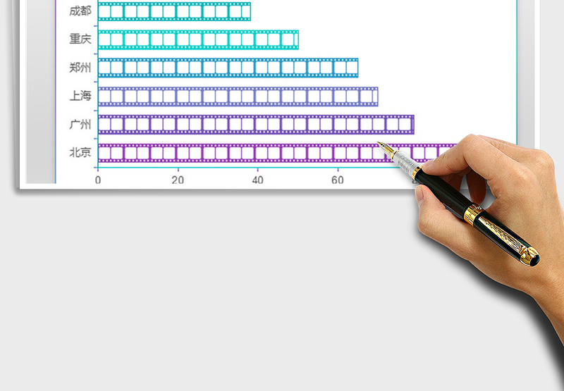 2025年紫蓝胶卷递增条形图 财务营销对比分析免费下载
