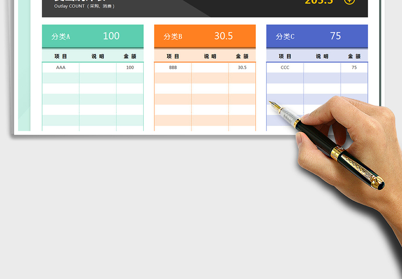 2025年支出统计清单表（函数自动）
