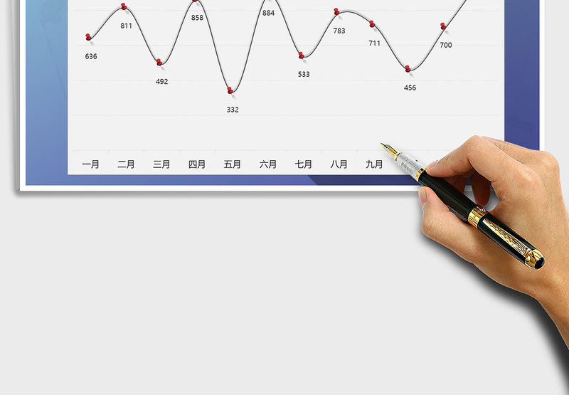 2025年图钉折线图数据图表模板