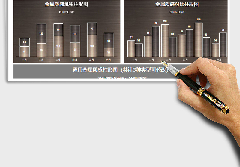2025年通用金属质感柱形图