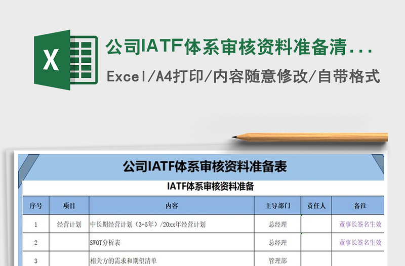 2025公司IATF体系审核资料准备清单免费下载