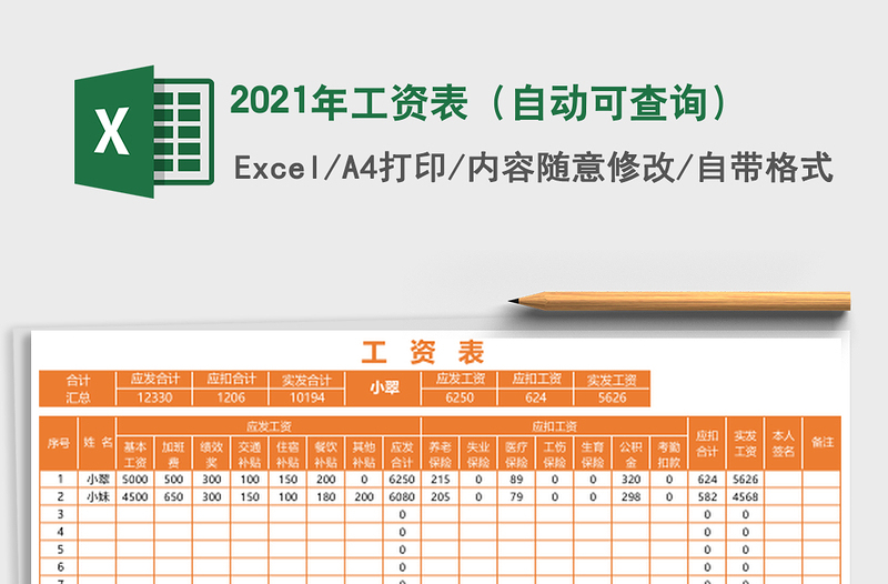 2025年工资表（自动可查询）