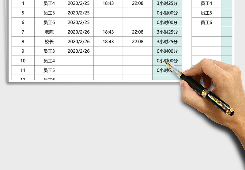 2025年人事员工加班情况自动统计