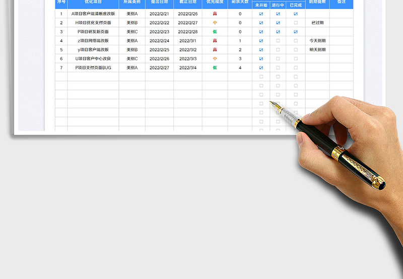 2025产品研发优化排期表免费下载
