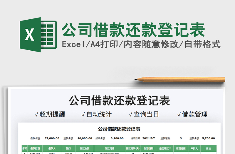 2025公司借款还款登记表免费下载