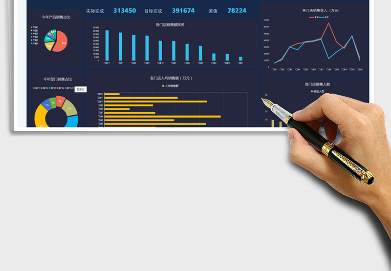2025蓝色系列销售看板免费下载