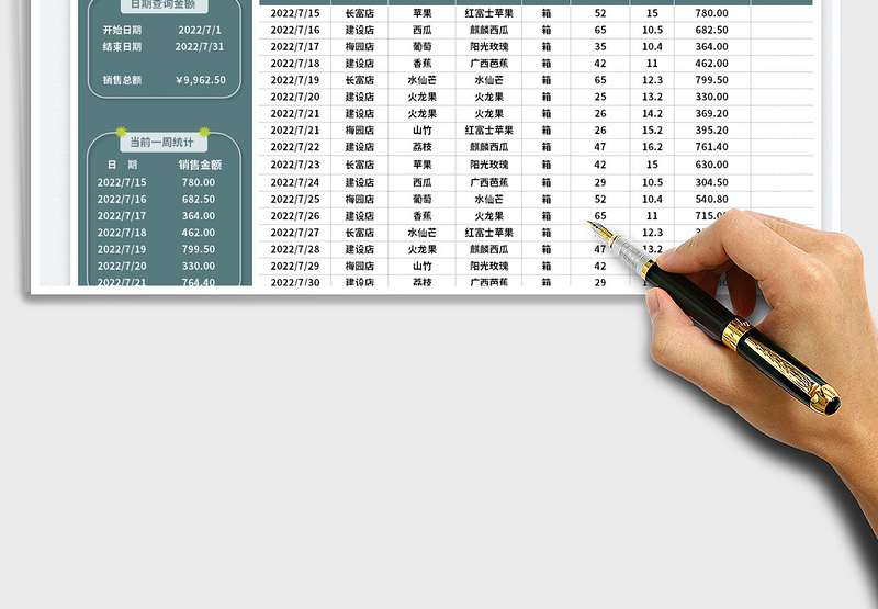 2025水果店销售收入记账表免费下载