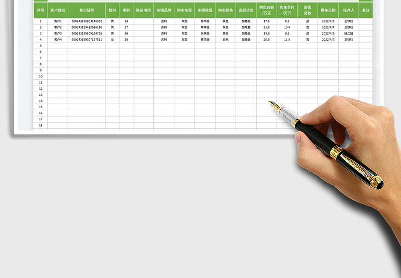 20254S店客户购车信息统计表