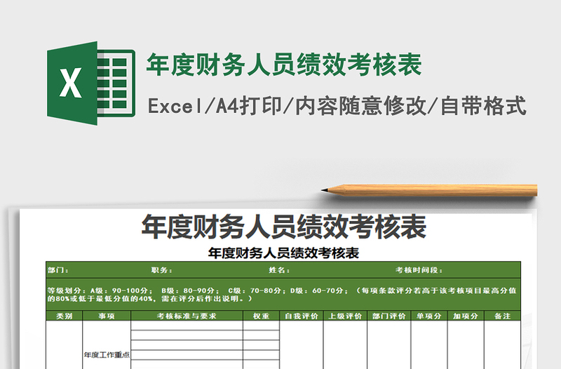 2025年年度财务人员绩效考核表