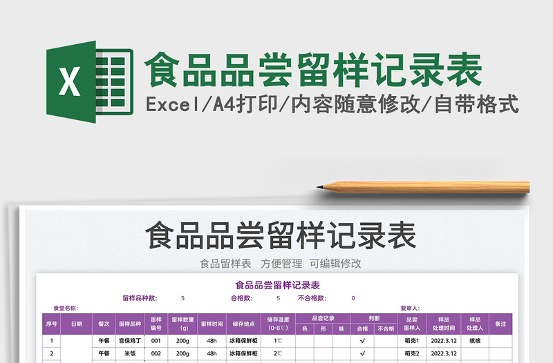2025食品品尝留样记录表免费下载