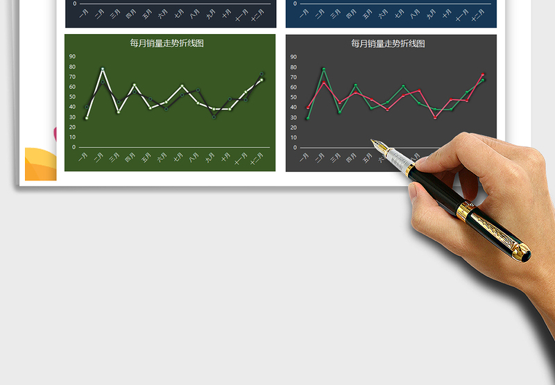 2025年深色背景多彩折线图(销售分析）