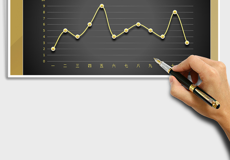 2025年折线图立体图表 商务黑金图表模板