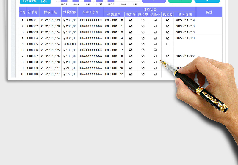 2025线上销售订单发货跟踪表免费下载