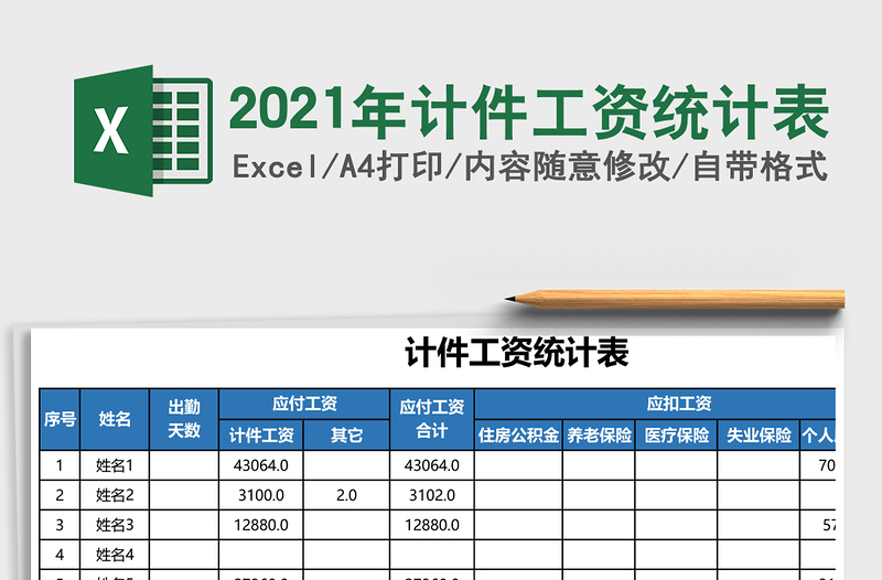 2025年计件工资统计表