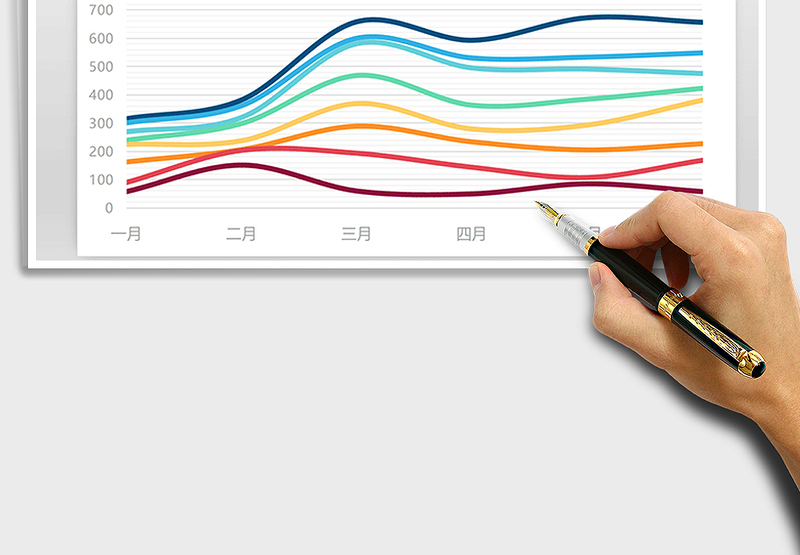 2025年粉色多彩系列图表之折线图免费下载