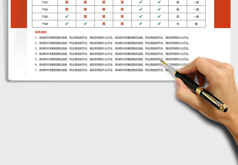 2025产品性能测评表免费下载