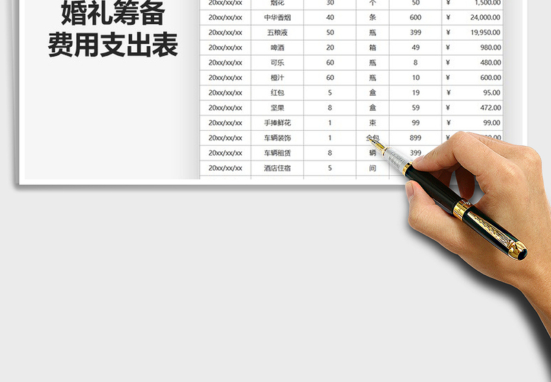 2024年婚礼筹备费用支出表