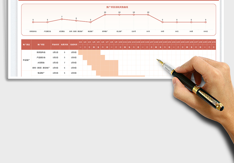2025红色简约风产品推广计划表
