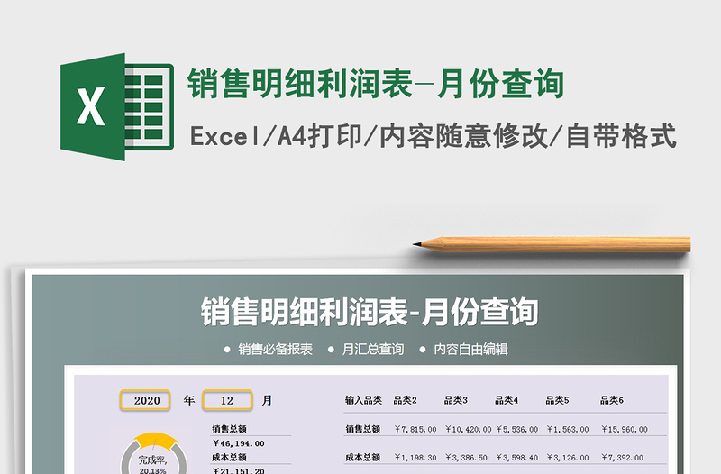 2025年销售明细利润表-月份查询
