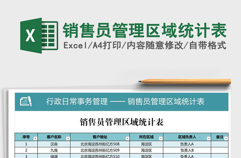 2025年销售员管理区域统计表