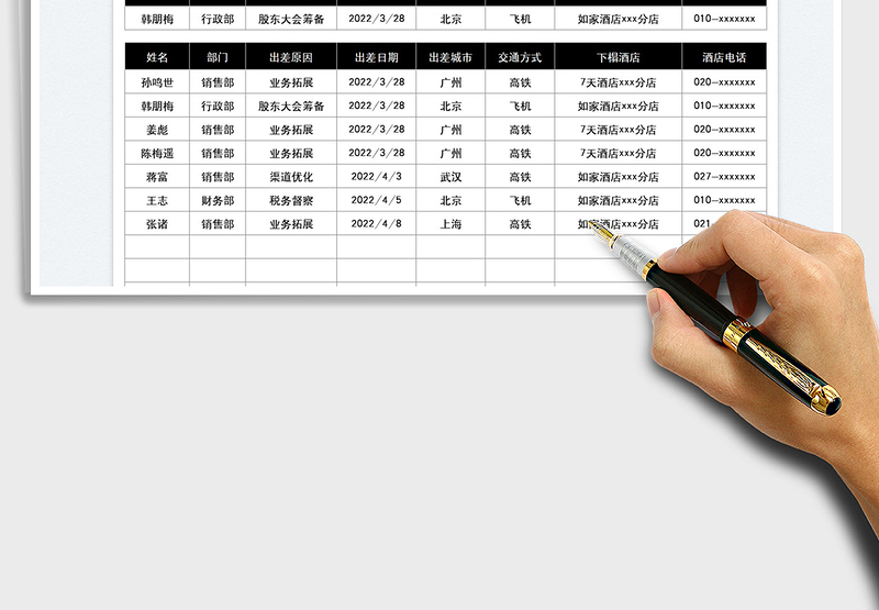 2025员工差旅安排计划表免费下载