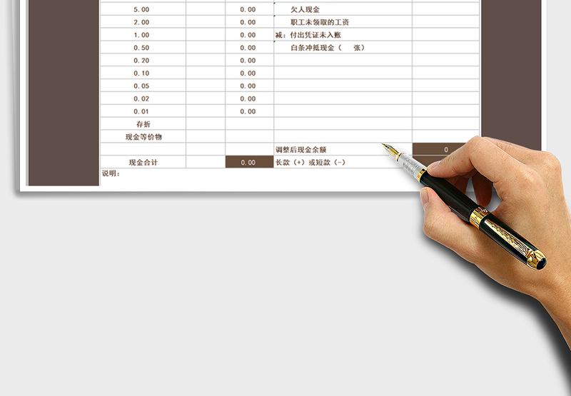 2025年现金盘点表-自动计算