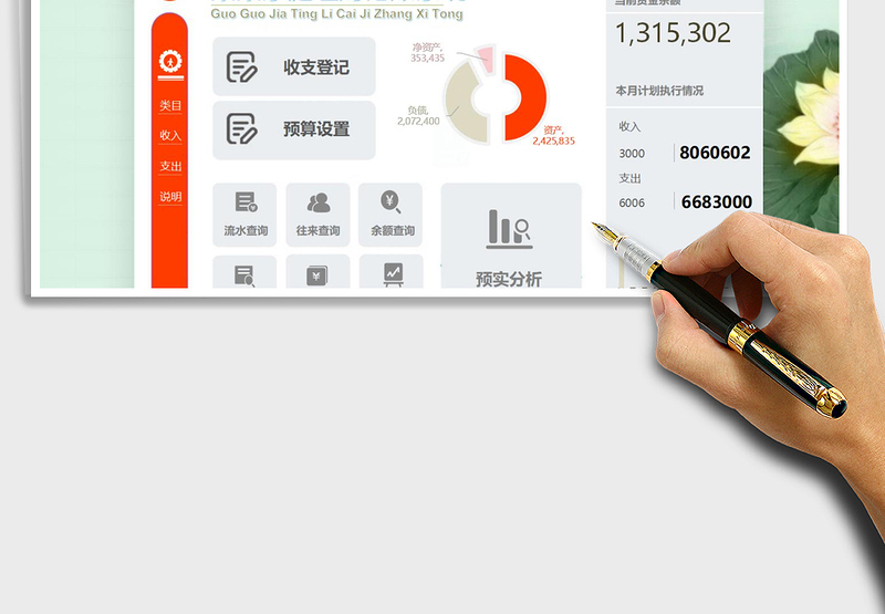 2024年家庭理财记账系统（全函数自动统计带预算分析）